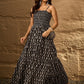 InWeave Black Arrow Ikkat Tiered Dress - Swadesiicart