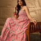 InWeave Peach Floral Print Tiered Dress - Swadesiicart