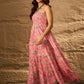 InWeave Peach Floral Print Tiered Dress - Swadesiicart