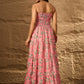InWeave Peach Floral Print Tiered Dress - Swadesiicart