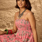InWeave Peach Floral Print Tiered Dress - Swadesiicart
