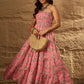 InWeave Peach Floral Print Tiered Dress - Swadesiicart