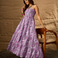 InWeave Lavender Floral Tiered Dress - Swadesiicart