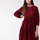 InWeave Women's Barn Red Flared Short Dress - Swadesiicart