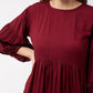 InWeave Women's Barn Red Flared Short Dress - Swadesiicart