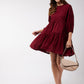 InWeave Women's Barn Red Flared Short Dress - Swadesiicart