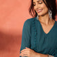InWeave Teal Lurex Dress With Lace - Swadesiicart