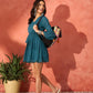InWeave Teal Lurex Dress With Lace - Swadesiicart