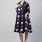 InWeave Women's Blue Elephant Print Flared Dress - Swadesiicart