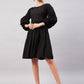 InWeave Solid Black Flared Dress - Swadesiicart