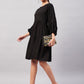 InWeave Solid Black Flared Dress - Swadesiicart