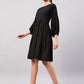InWeave Solid Black Flared Dress - Swadesiicart
