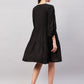 InWeave Solid Black Flared Dress - Swadesiicart
