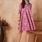 InWeave Dull Pink Floral Printed Flared Dress - Swadesiicart