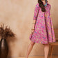 InWeave Dull Pink Floral Printed Flared Dress - Swadesiicart
