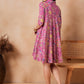 InWeave Dull Pink Floral Printed Flared Dress - Swadesiicart