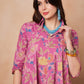 InWeave Dull Pink Floral Printed Flared Dress - Swadesiicart