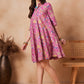 InWeave Dull Pink Floral Printed Flared Dress - Swadesiicart