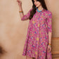 InWeave Dull Pink Floral Printed Flared Dress - Swadesiicart