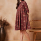 InWeave Rust Scales Printed Flared Dress - Swadesiicart
