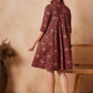 InWeave Rust Scales Printed Flared Dress - Swadesiicart
