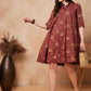 InWeave Rust Scales Printed Flared Dress - Swadesiicart
