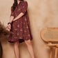 InWeave Rust Scales Printed Flared Dress - Swadesiicart