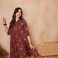 InWeave Rust Scales Printed Flared Dress - Swadesiicart