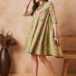 InWeave Light Lime Green Floral Printed Flared Dress - Swadesiicart