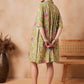 InWeave Light Lime Green Floral Printed Flared Dress - Swadesiicart