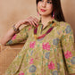 InWeave Light Lime Green Floral Printed Flared Dress - Swadesiicart