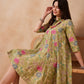 InWeave Light Lime Green Floral Printed Flared Dress - Swadesiicart