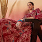 InWeave Maroon Beige Blue Print Deep V Neck Flared Dress - Swadesiicart