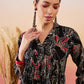 InWeave Black Beige Red Print Deep V Neck Flared Dress - Swadesiicart