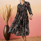 InWeave Black Beige Red Print Deep V Neck Flared Dress - Swadesiicart