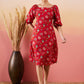 InWeave Red Bishop Sleeve Dress - Swadesiicart