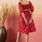 InWeave Red Bishop Sleeve Dress - Swadesiicart