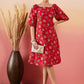 InWeave Red Bishop Sleeve Dress - Swadesiicart