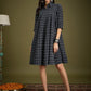 InWeave Black Ikkat Kantha Collar Flared Dress - Swadesiicart