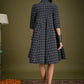 InWeave Black Ikkat Kantha Collar Flared Dress - Swadesiicart