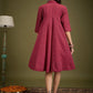 InWeave Maroon Kantha Collar Flared Dress - Swadesiicart