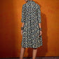 InWeave Black White Leaf Print Flared Dress - Swadesiicart