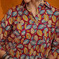 InWeave Maroon Yellow Blue Leaf Print Flared Dress - Swadesiicart