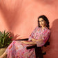 InWeave Dull Pink Window Floral Flared Collar Dress - Swadesiicart