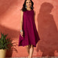 InWeave Wine Mirror Work Round Neck W/S Dress - Swadesiicart