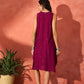 InWeave Wine Mirror Work Round Neck W/S Dress - Swadesiicart