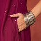 InWeave Wine Mirror Work Round Neck W/S Dress - Swadesiicart