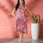 InWeave Pink Window Print R Neck Dress - Swadesiicart
