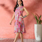 InWeave Pink Window Print R Neck Dress - Swadesiicart