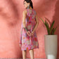 InWeave Pink Window Print R Neck Dress - Swadesiicart